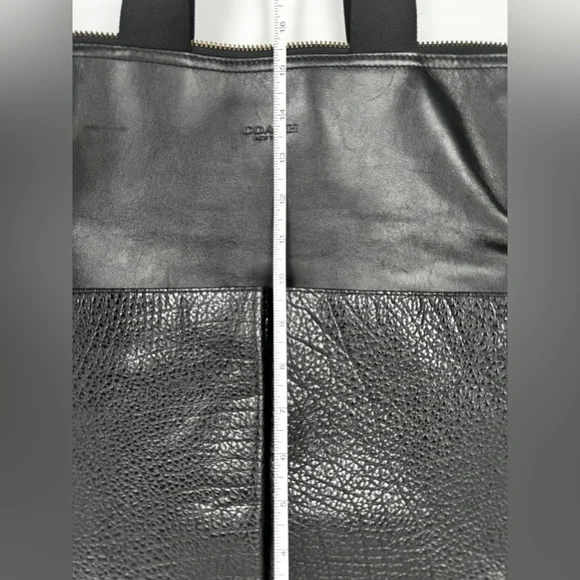 Coach Leather Charles Foldover Tote Bag Black Large